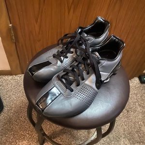 Nike shox size 12 running shoes silver and black